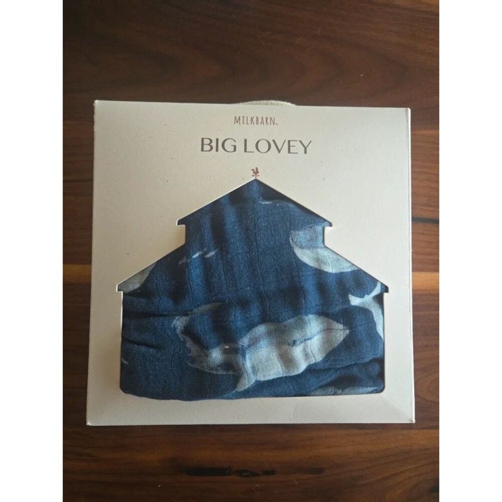 Milkbarn Big Lovey Baby Blanket Whale Blue NEW